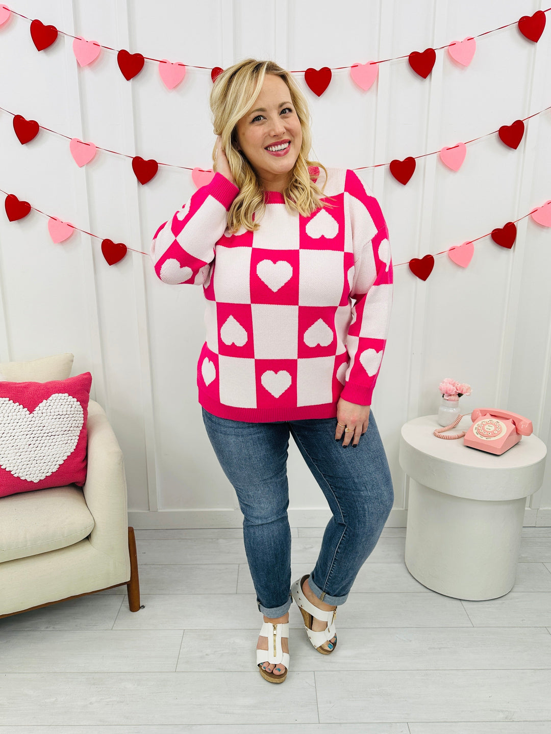 Ottilie™ - Valentine's Day Heart Check Sweater