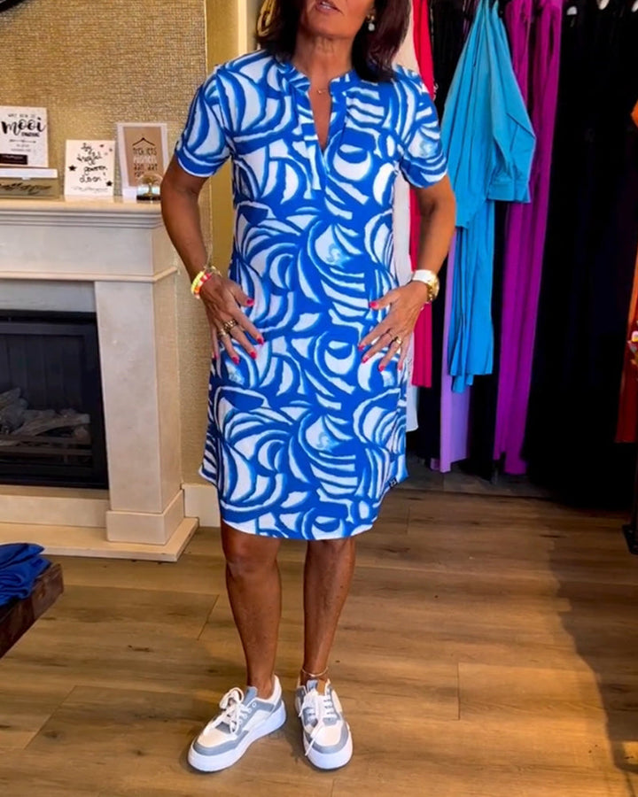 Mira™ - Printed V-Neck Dress