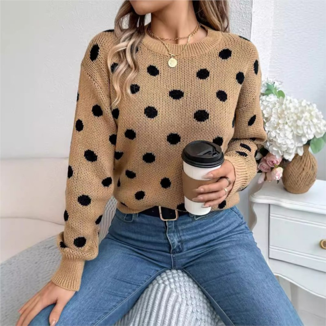 Maud™ - Elegant and Comfortable Polka Dot Knit Sweater