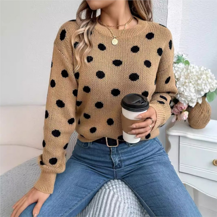 Maud™ - Elegant and Comfortable Polka Dot Knit Sweater