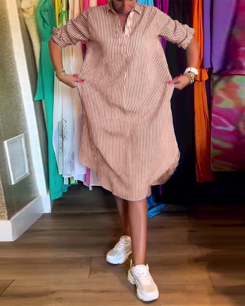 Cato™ - Striped Shirt Dress with Collar