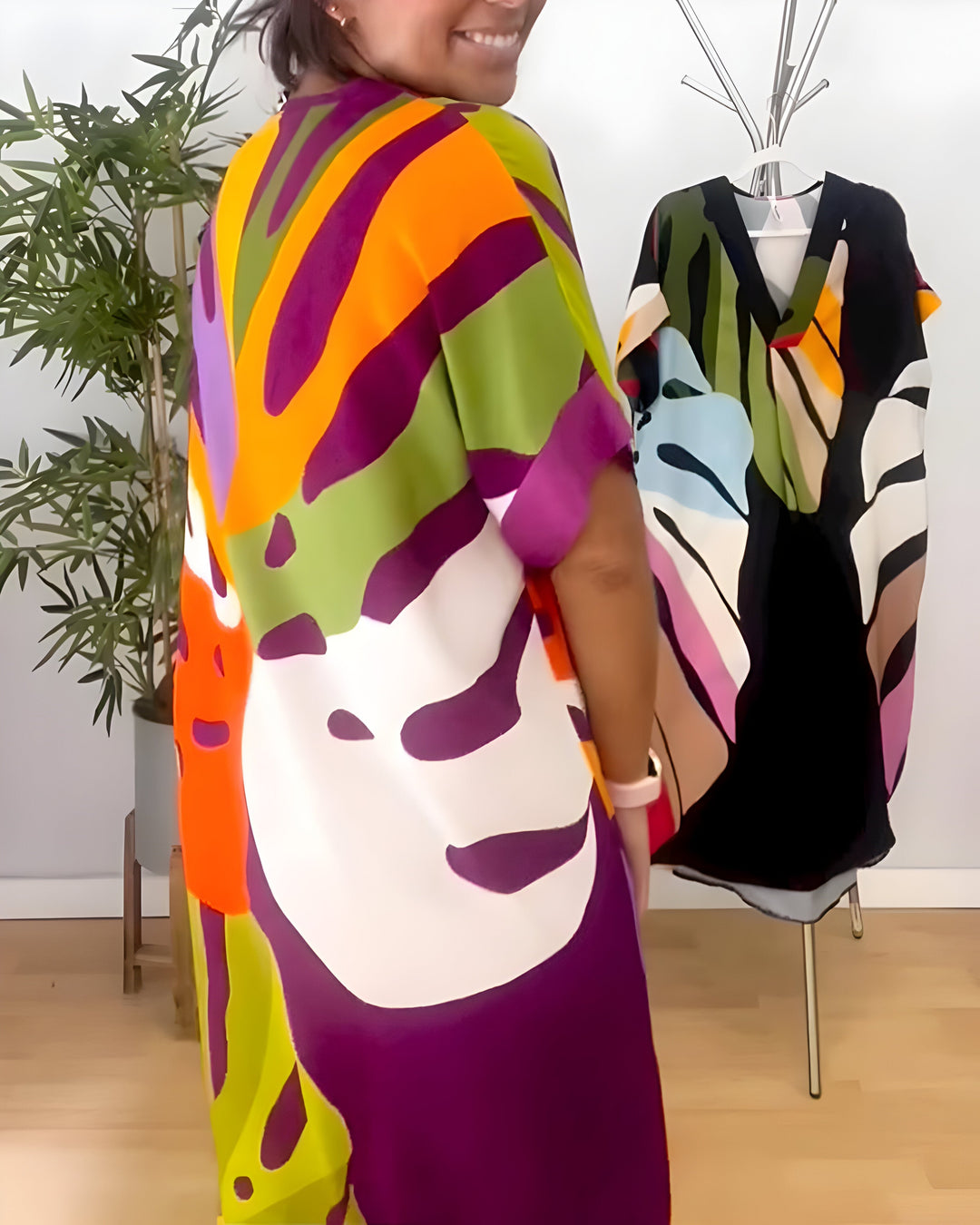 Nerissa™ - Casual Dress with Colorful Leaf Print for a Fresh and Natural Style