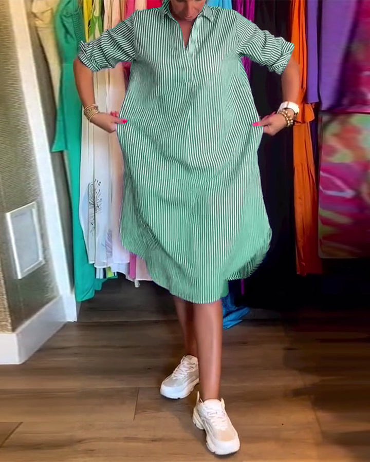 Cato™ - Striped Shirt Dress with Collar