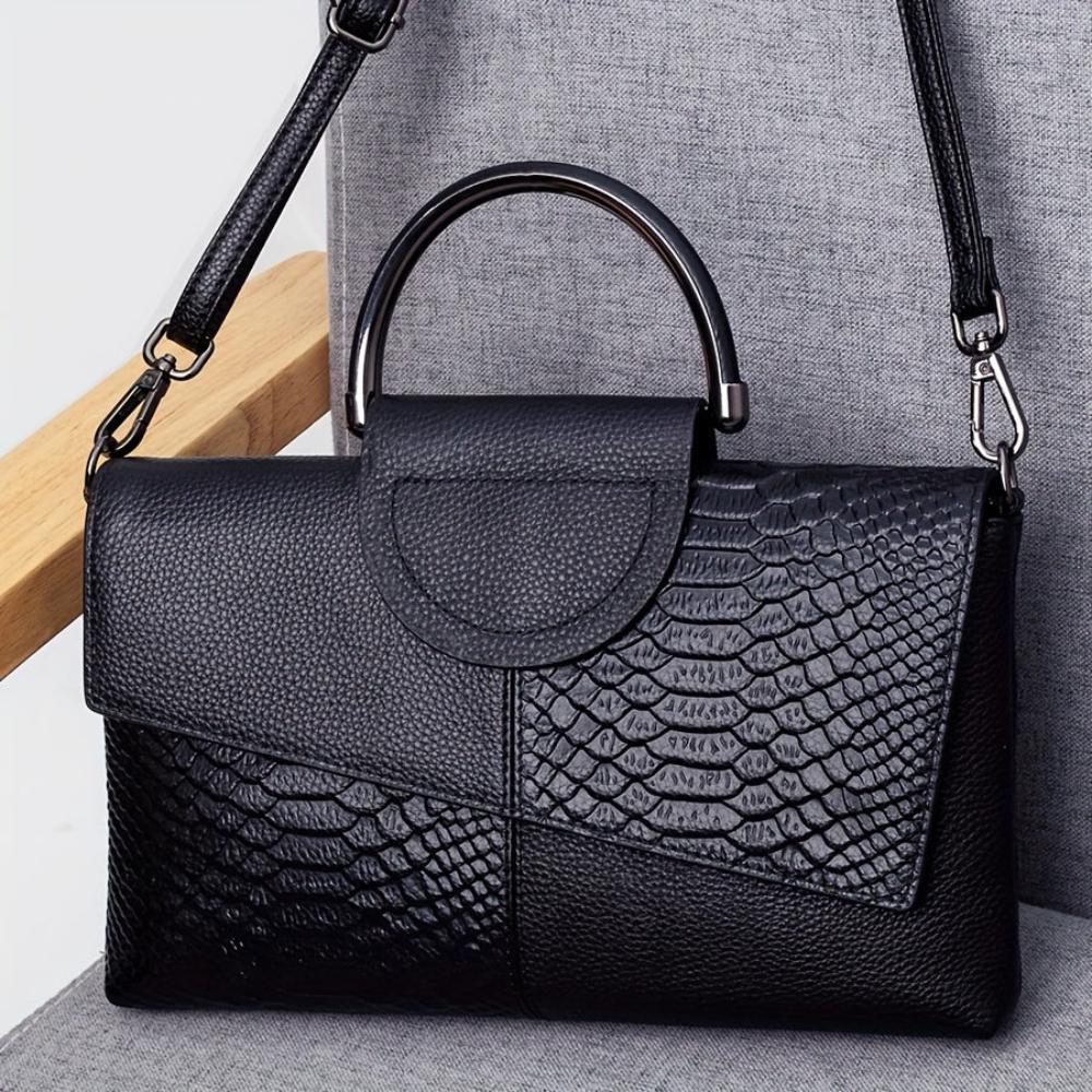 Cassandra - Handbag with Opulent Crocodile Pattern