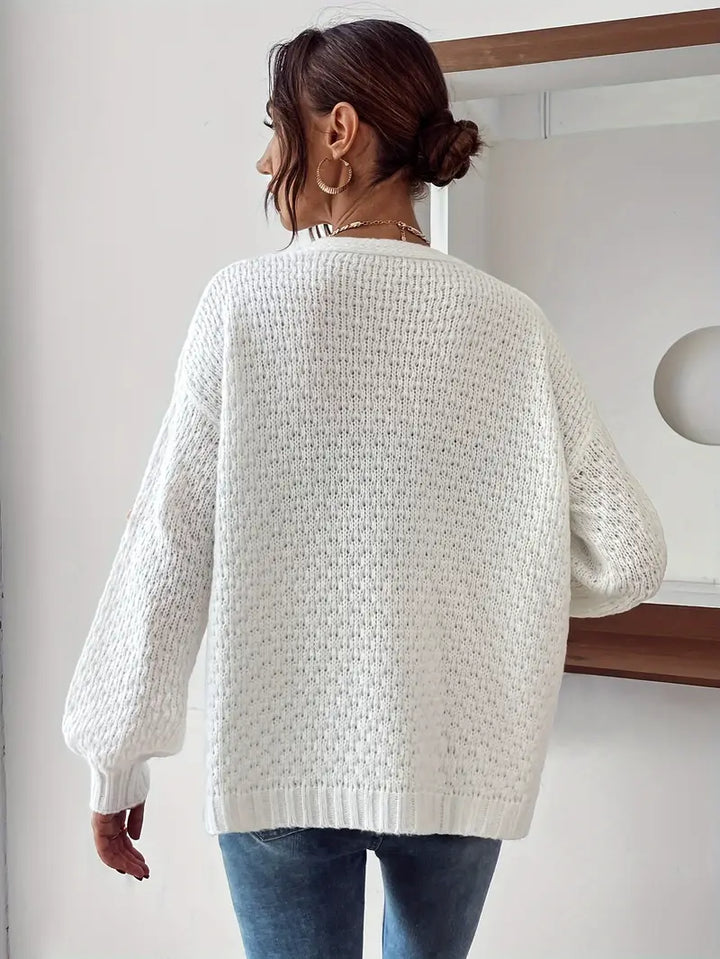 Risette™ - Cardigan Tricoté à Motif Floral