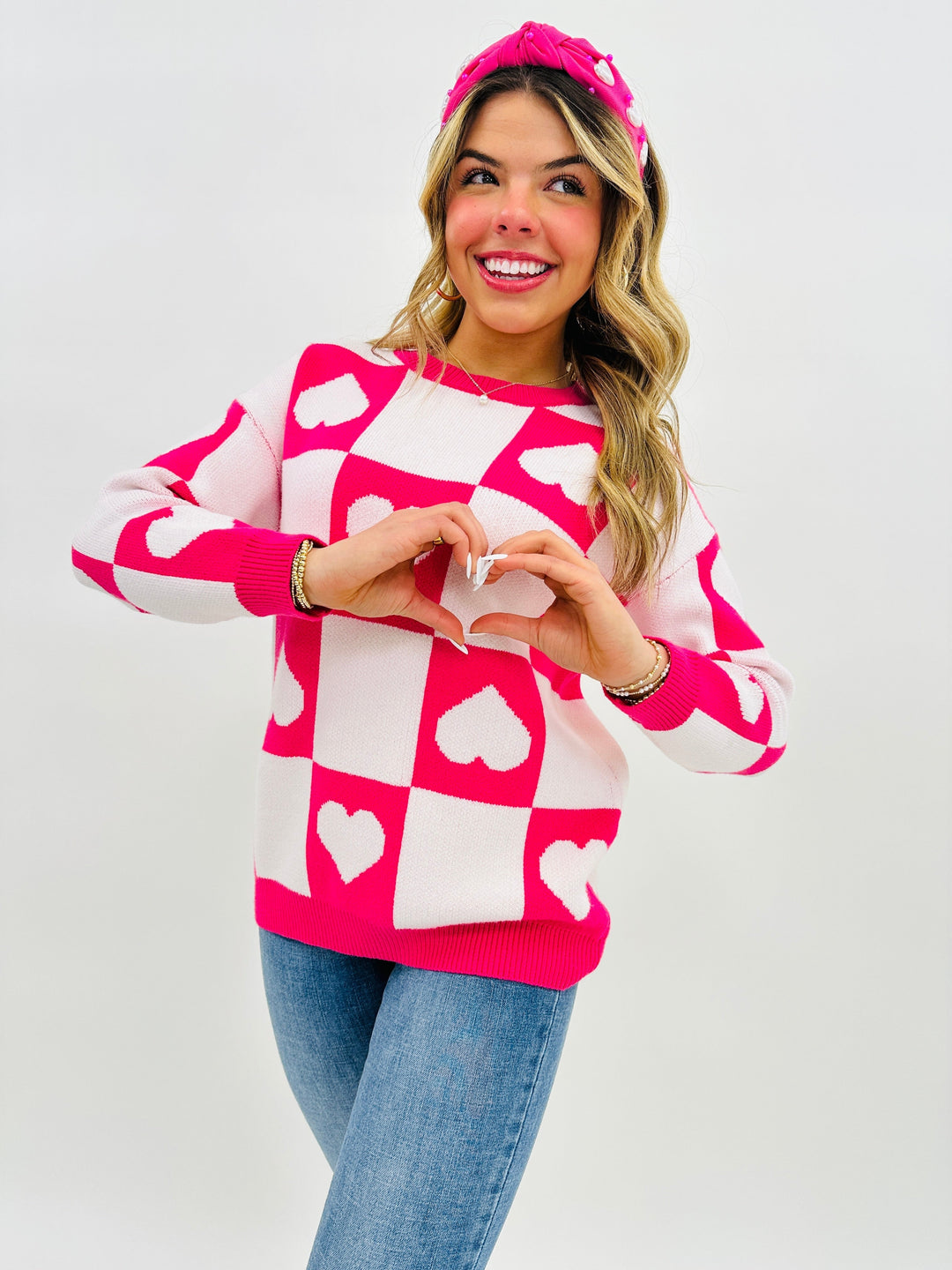 Ottilie™ - Valentine's Day Heart Check Sweater