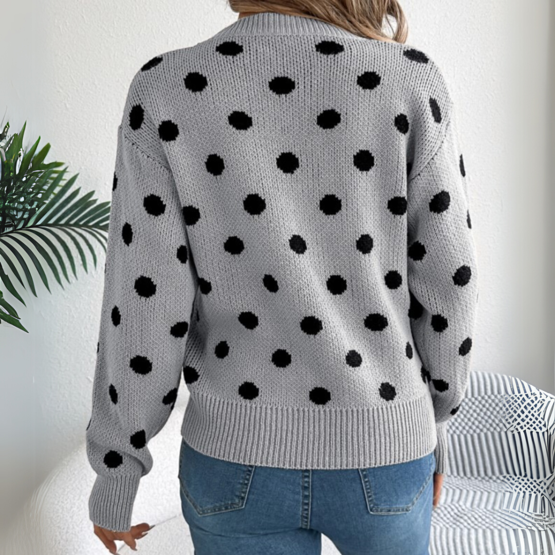 Maud™ - Elegant and Comfortable Polka Dot Knit Sweater