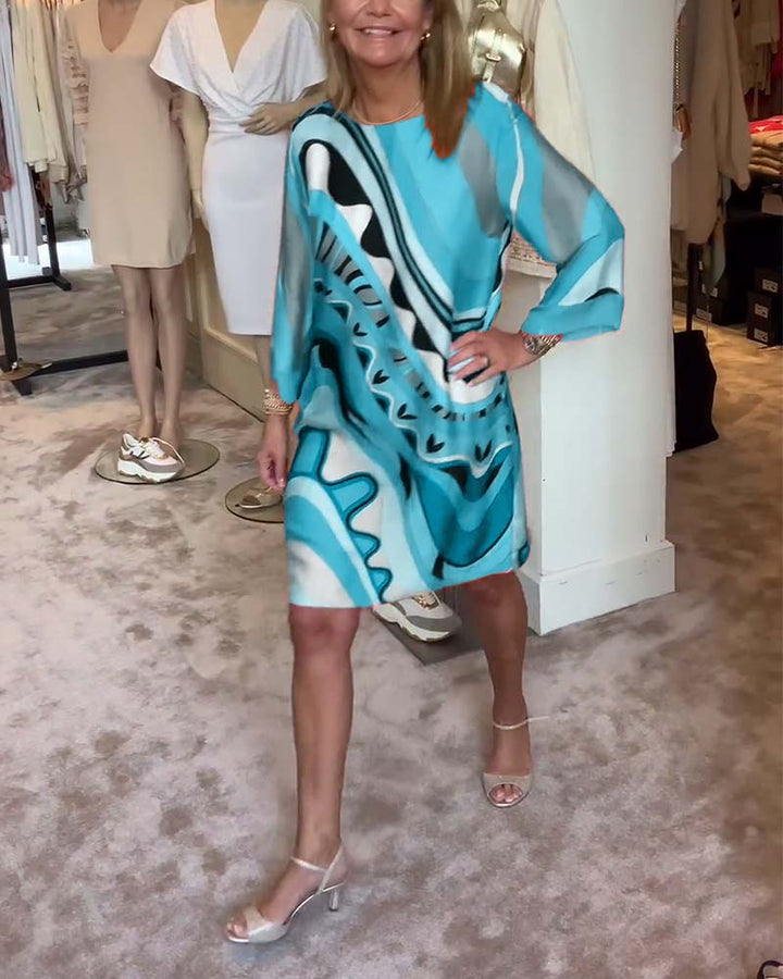 Katherine™ - Trendy Printed Midi Dress with Round Neck