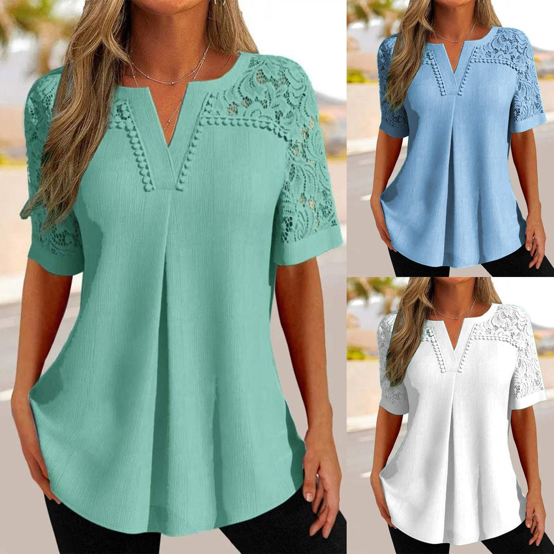 Alvara™ - Elegant Short-Sleeve Summer Blouse in Lace for Women