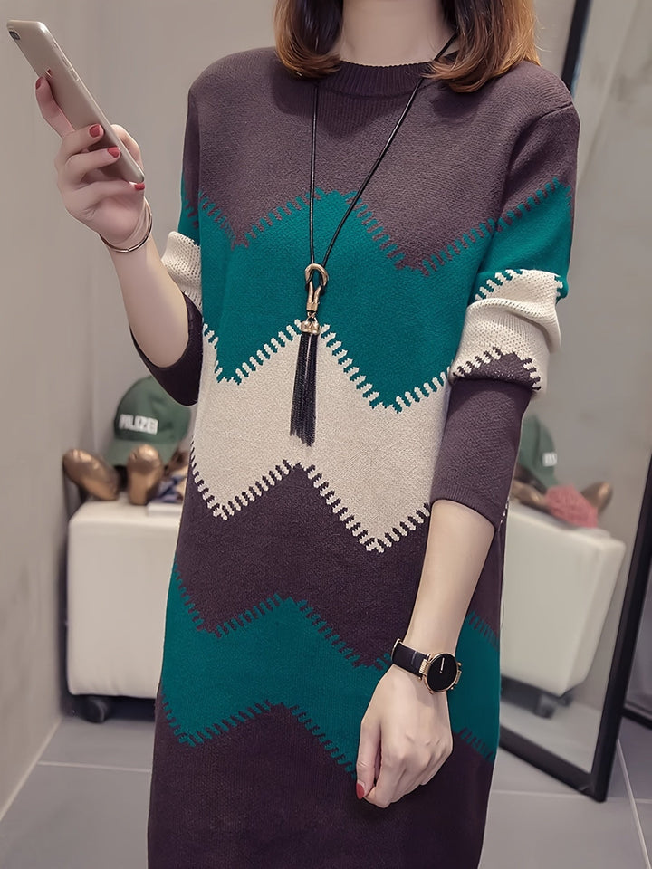 Mirabelle™ - Chic Color Block Sweater Dress for Women