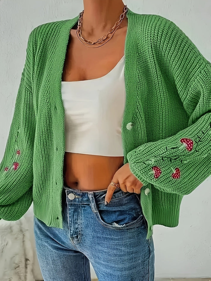 Romilly™ - Cardigan Brodé Champignon