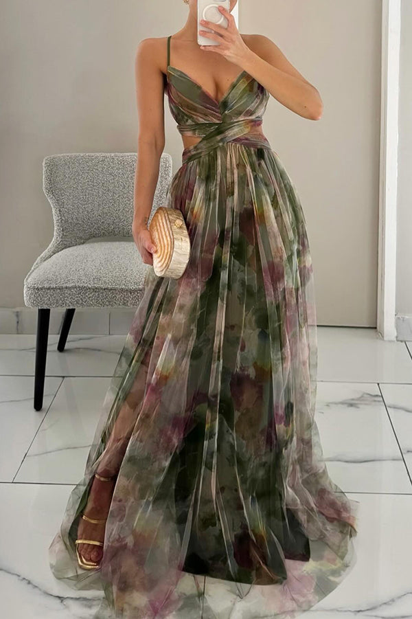 Leora™ - Enchanting Floral Print Maxi Dress