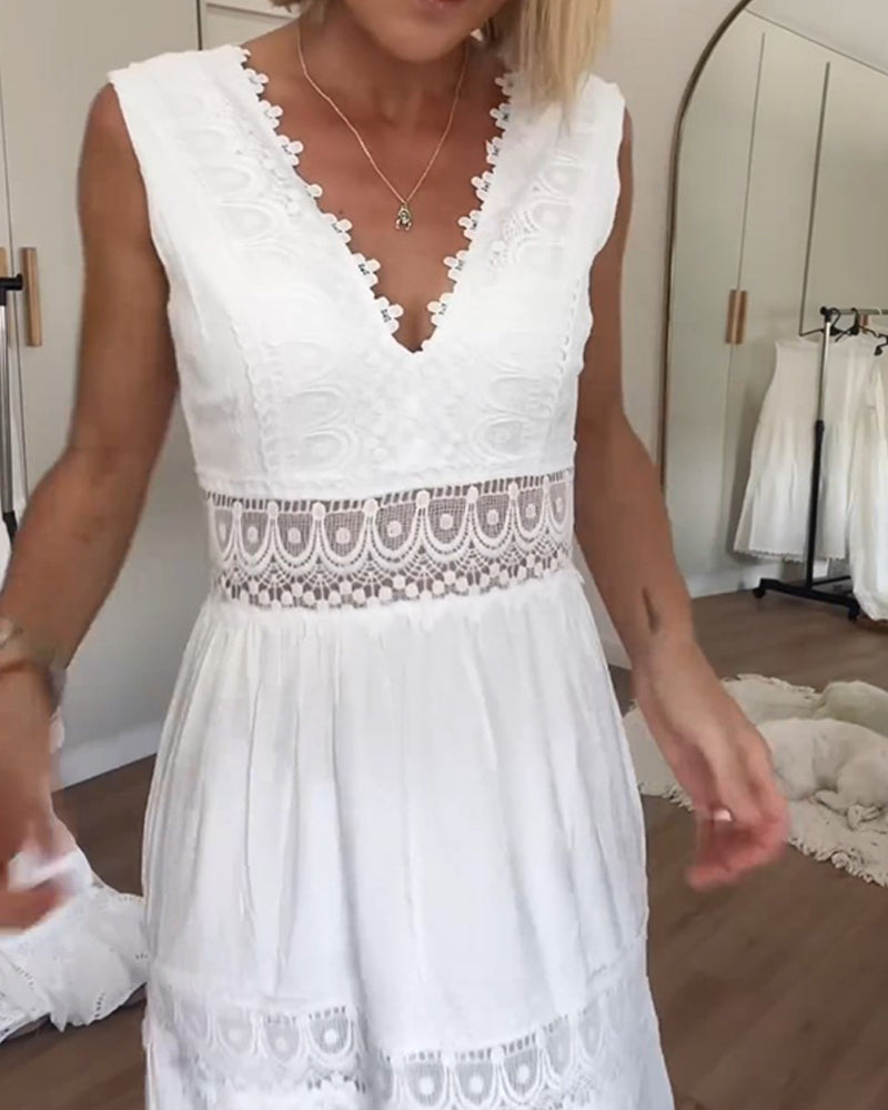 Mirna™ - Lace Tank Dress with V-Neck