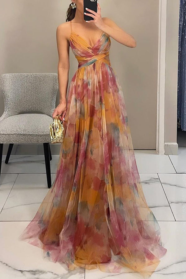 Leora™ - Enchanting Floral Print Maxi Dress