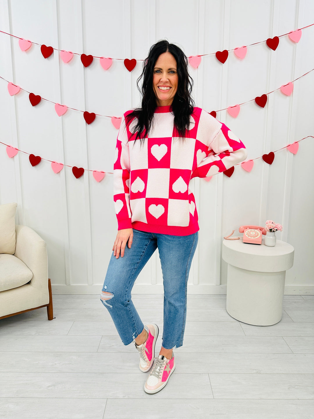 Ottilie™ - Valentine's Day Heart Check Sweater