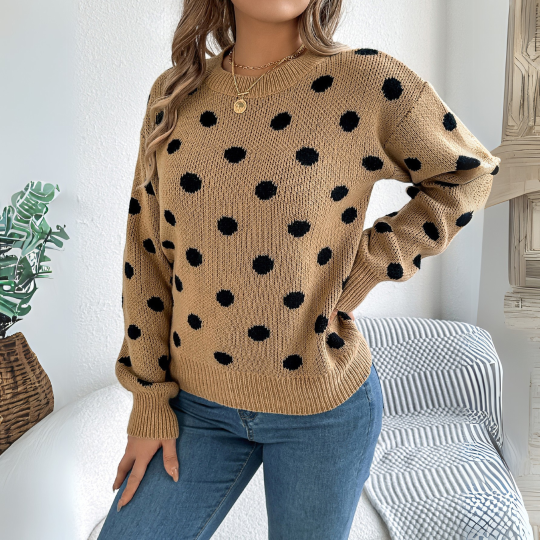 Maud™ - Elegant and Comfortable Polka Dot Knit Sweater