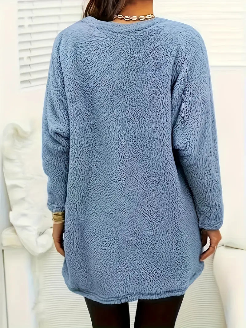 Patrice™ - Fleece Sweatshirt with Colorful Hearts and Pockets