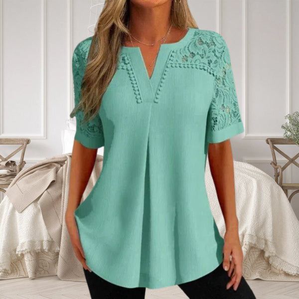 Alvara™ - Elegant Short-Sleeve Summer Blouse in Lace for Women