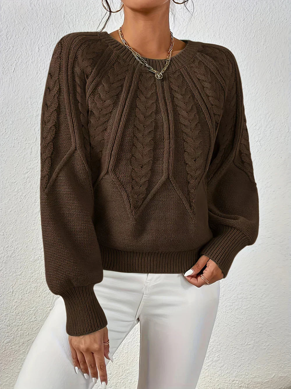 Cezanne™ - Thick Pullover with Puff Sleeves for Women