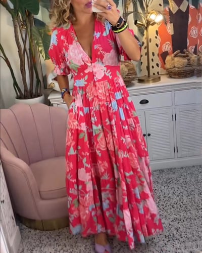 Isabeau™ - Comfortable Long Dress with V-Neck and Pockets