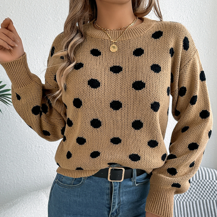 Maud™ - Elegant and Comfortable Polka Dot Knit Sweater