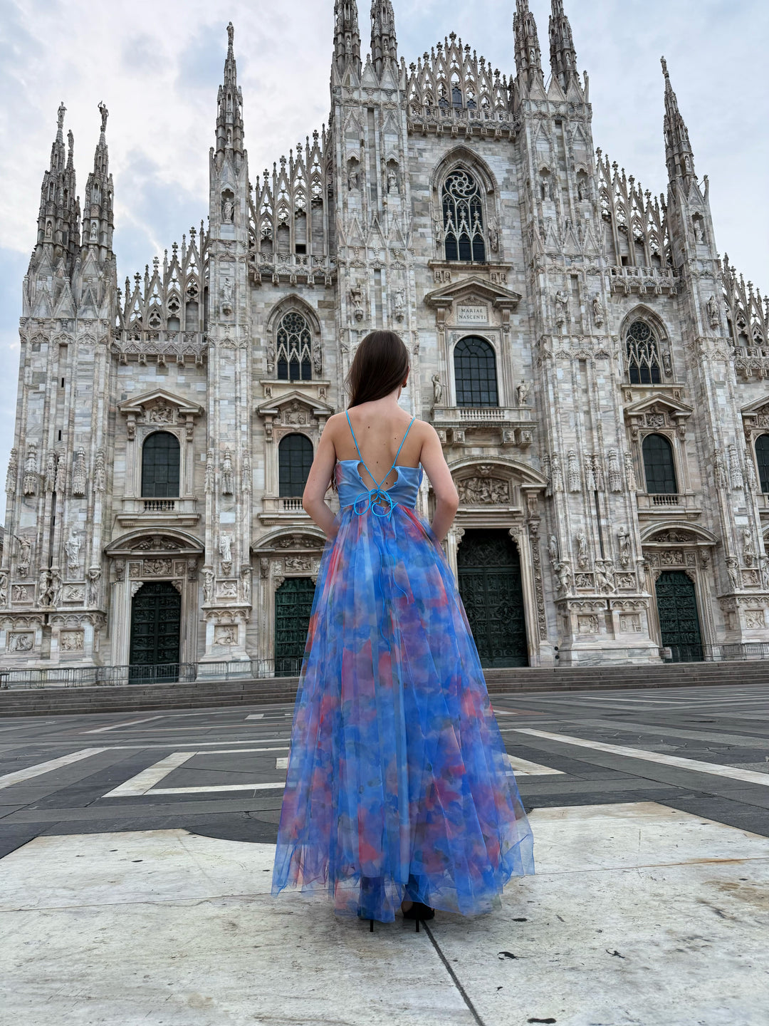 “Silvana” One-Shoulder Floral Dress with Side Slit