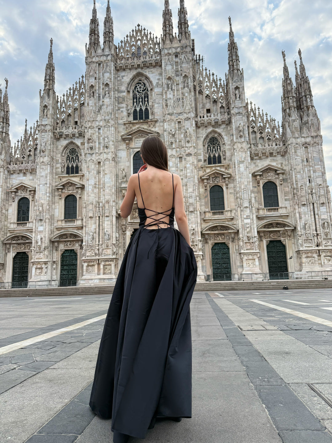 Elegant Long Satin Dress with Thin Straps – "Estella"