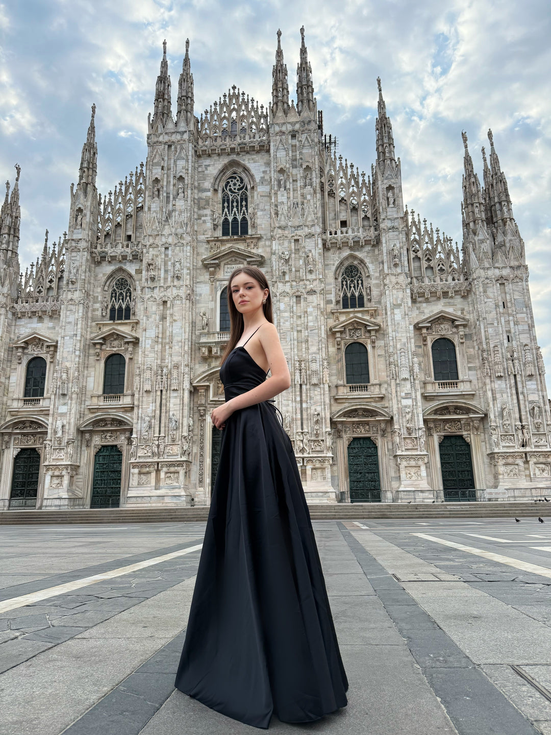 Elegant Long Satin Dress with Thin Straps – "Estella"