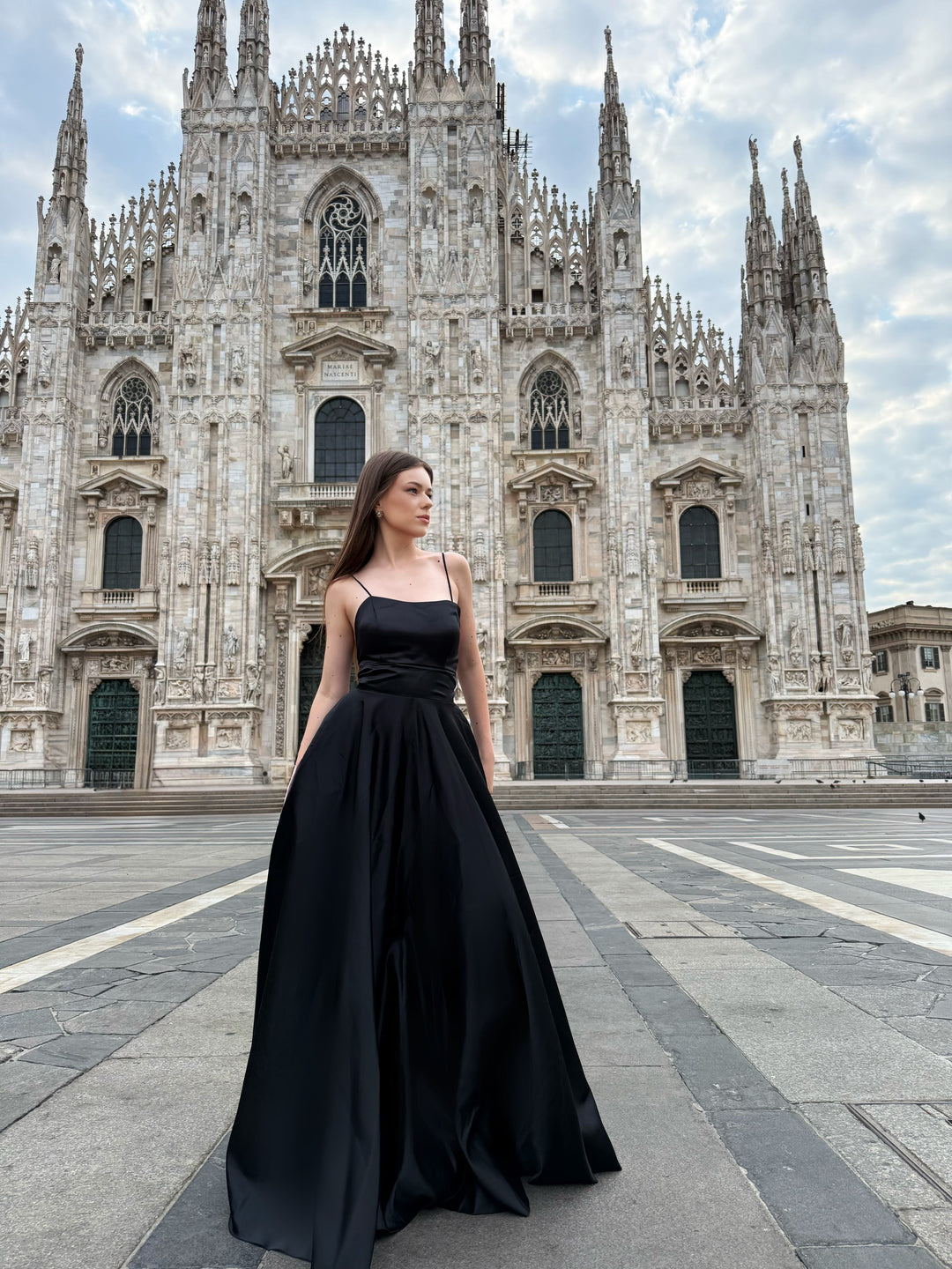 Elegant Long Satin Dress with Thin Straps – "Estella"
