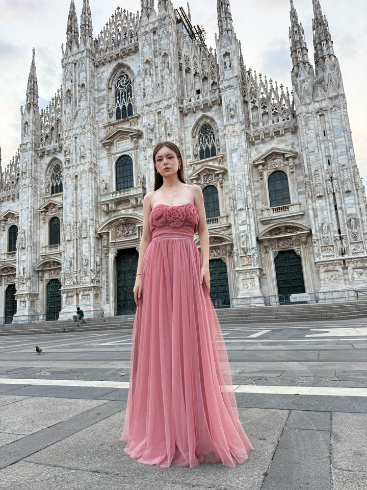 Long Tulle Strapless Dress Vittoria