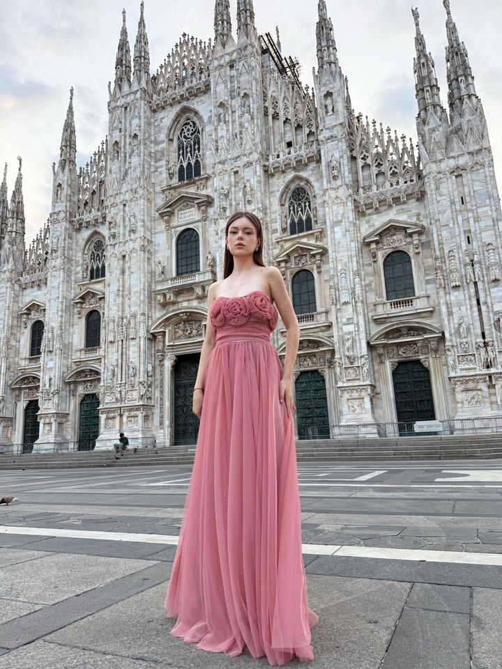 Long Tulle Strapless Dress Vittoria