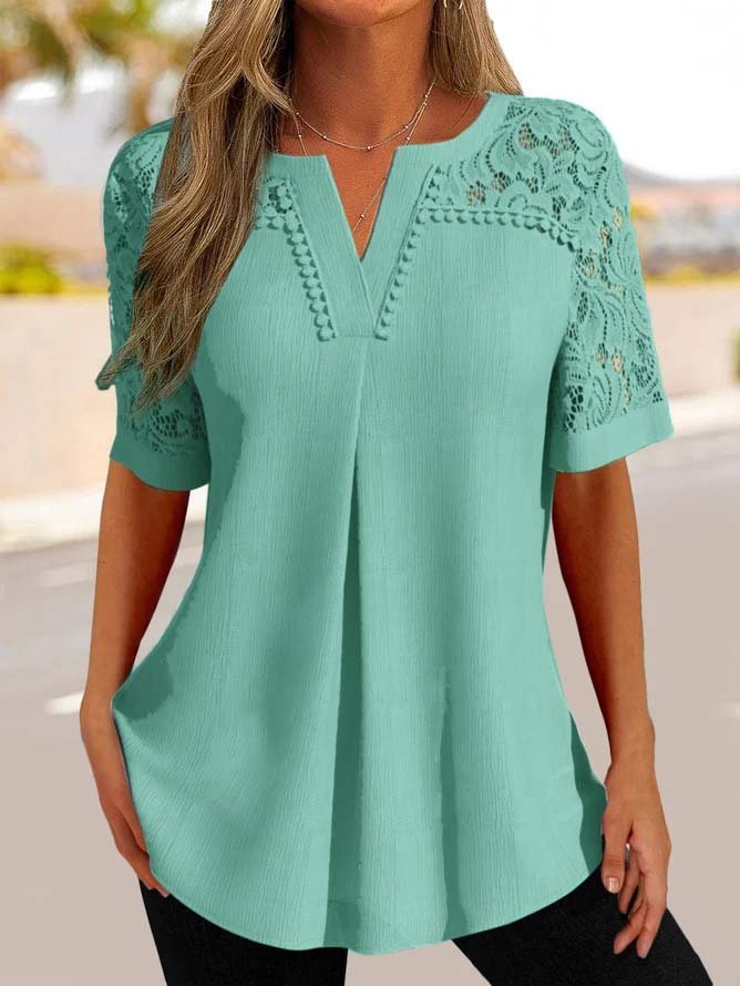 Alvara™ - Elegant Short-Sleeve Summer Blouse in Lace for Women