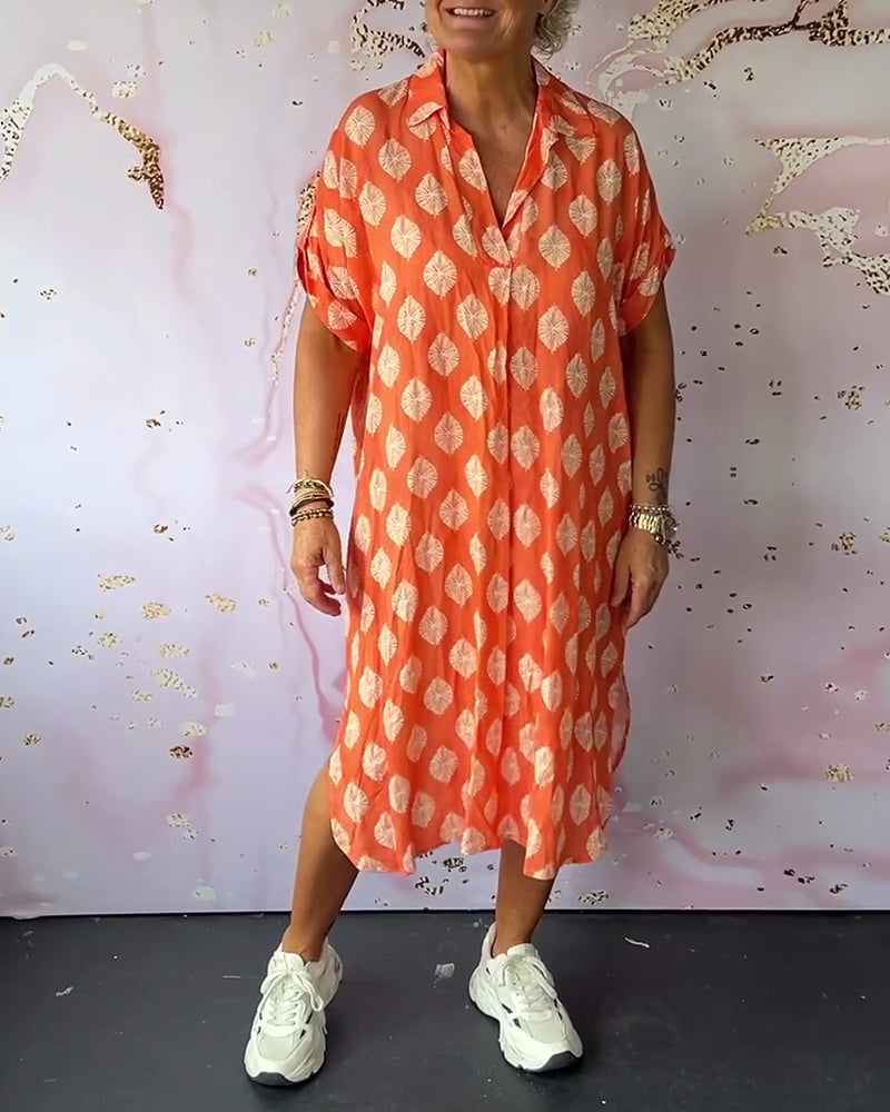 Davina™ - Loose Fit Short Sleeve Shirt Dress