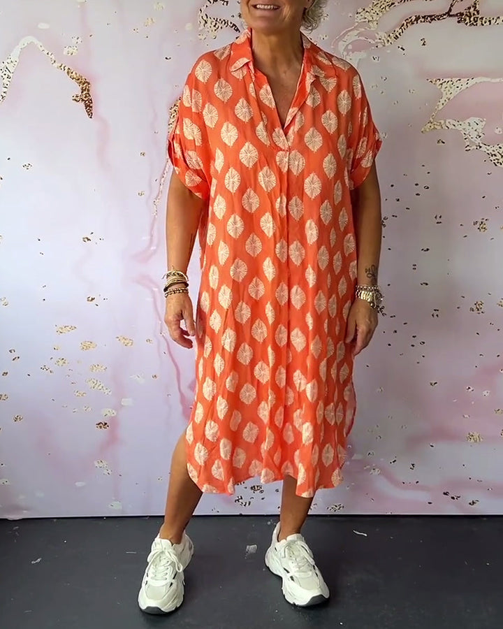 Davina™ - Loose Fit Short Sleeve Shirt Dress