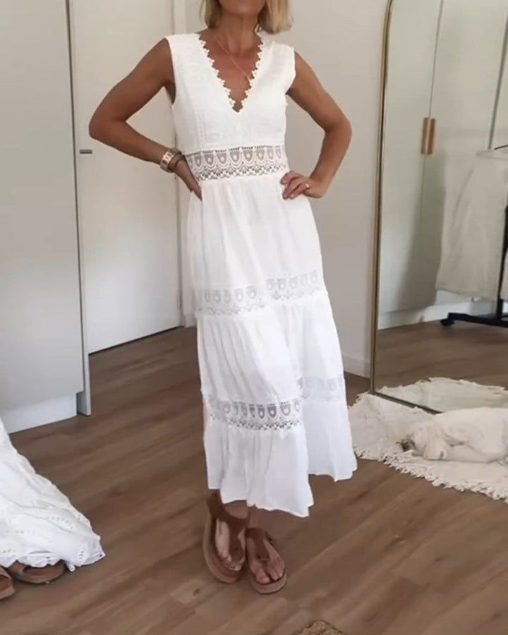 Mirna™ - Lace Tank Dress with V-Neck