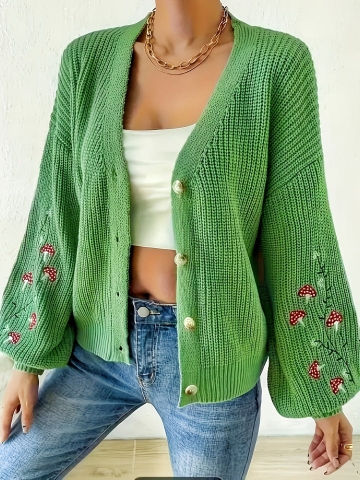 Romilly™ - Cardigan Brodé Champignon