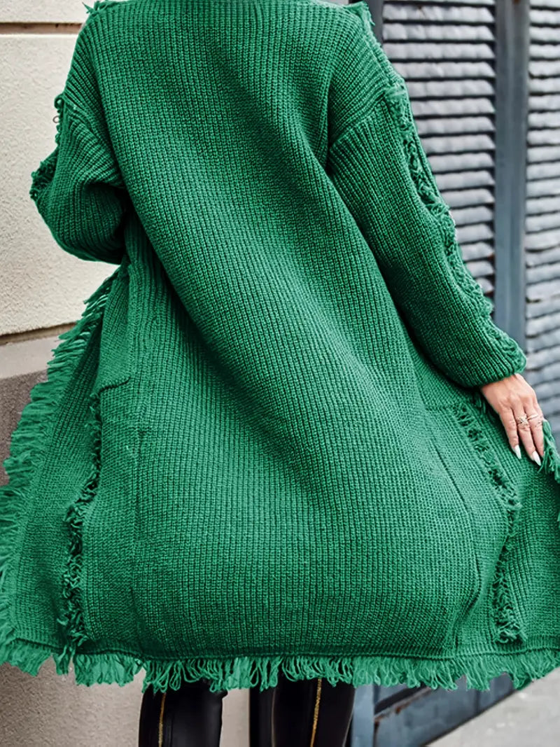 Reine™ - Cardigan Long à Franges – Style Décontracté et Tendance