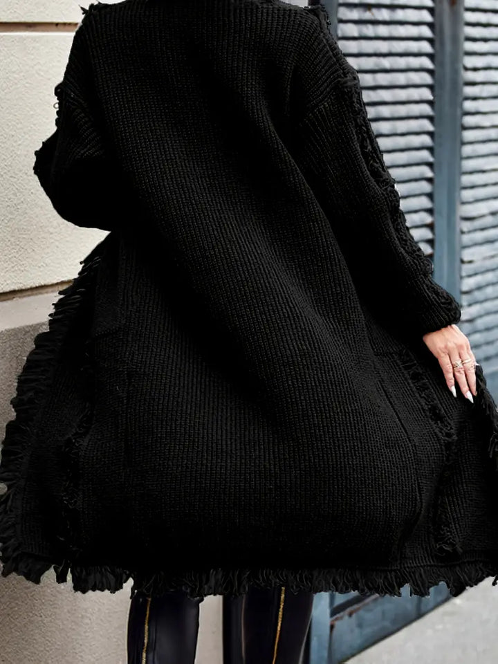 Reine™ - Cardigan Long à Franges – Style Décontracté et Tendance