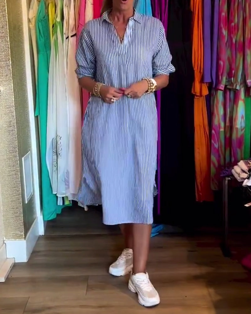 Cato™ - Striped Shirt Dress with Collar