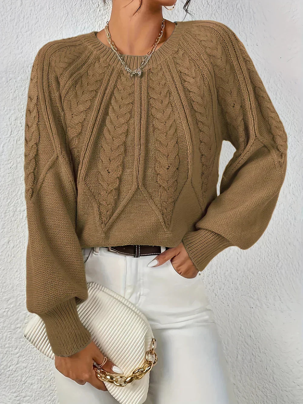 Cezanne™ - Thick Pullover with Puff Sleeves for Women