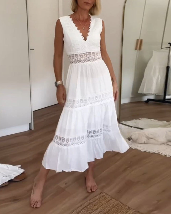 Mirna™ - Lace Tank Dress with V-Neck