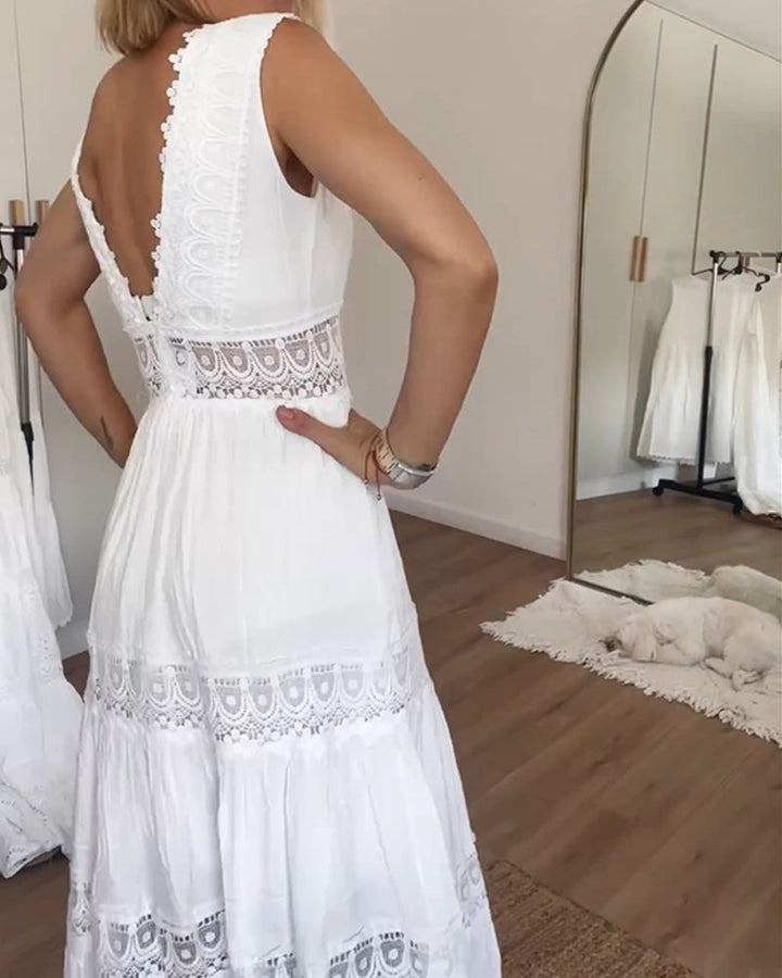 Mirna™ - Lace Tank Dress with V-Neck