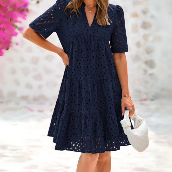 Cressida™ - Elegant Ruffled Lace Dress for an Unforgettable Summer