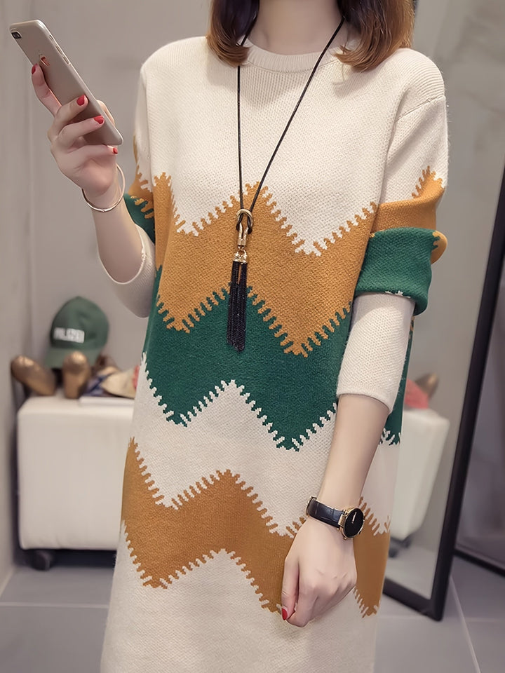 Mirabelle™ - Chic Color Block Sweater Dress for Women