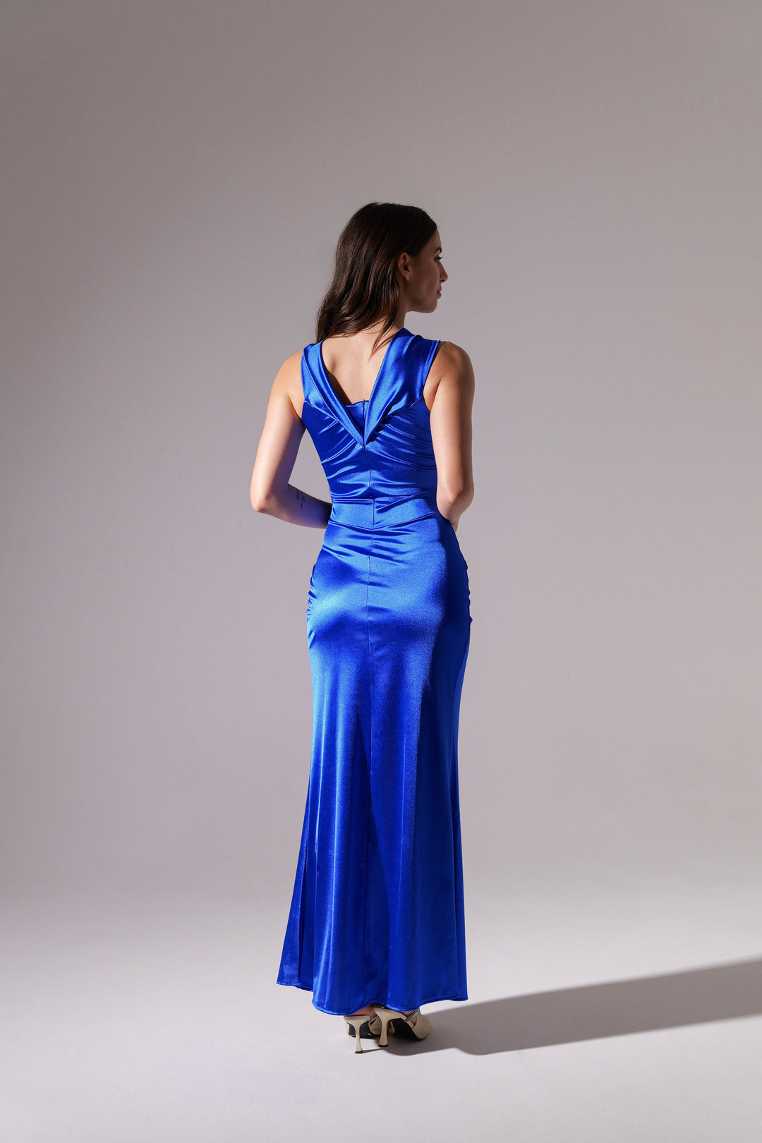 Draped Off-Shoulder Dress Light Blue