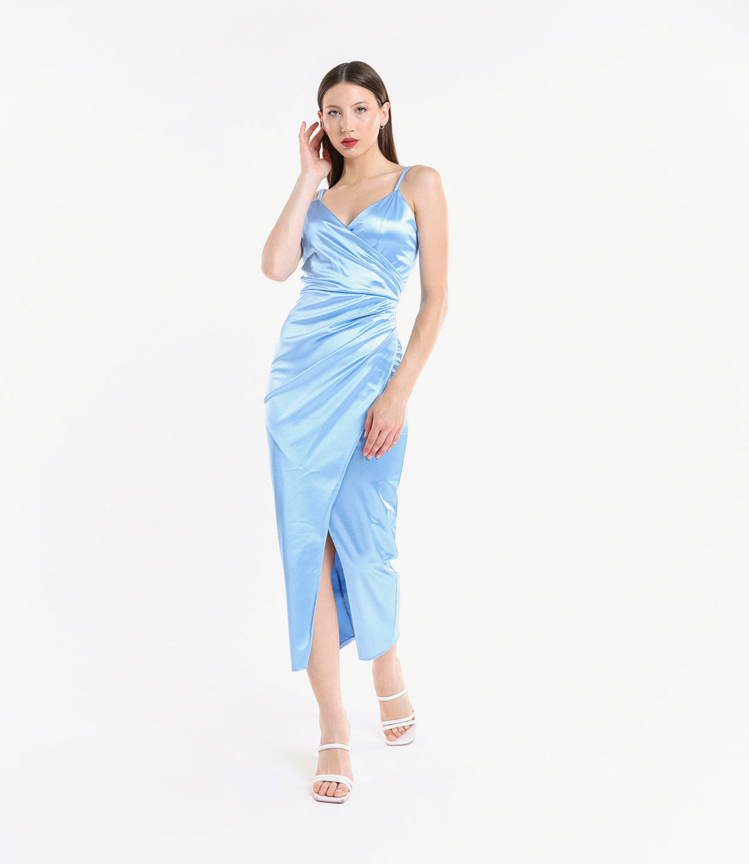 Long Draped Satin Dress Aurora