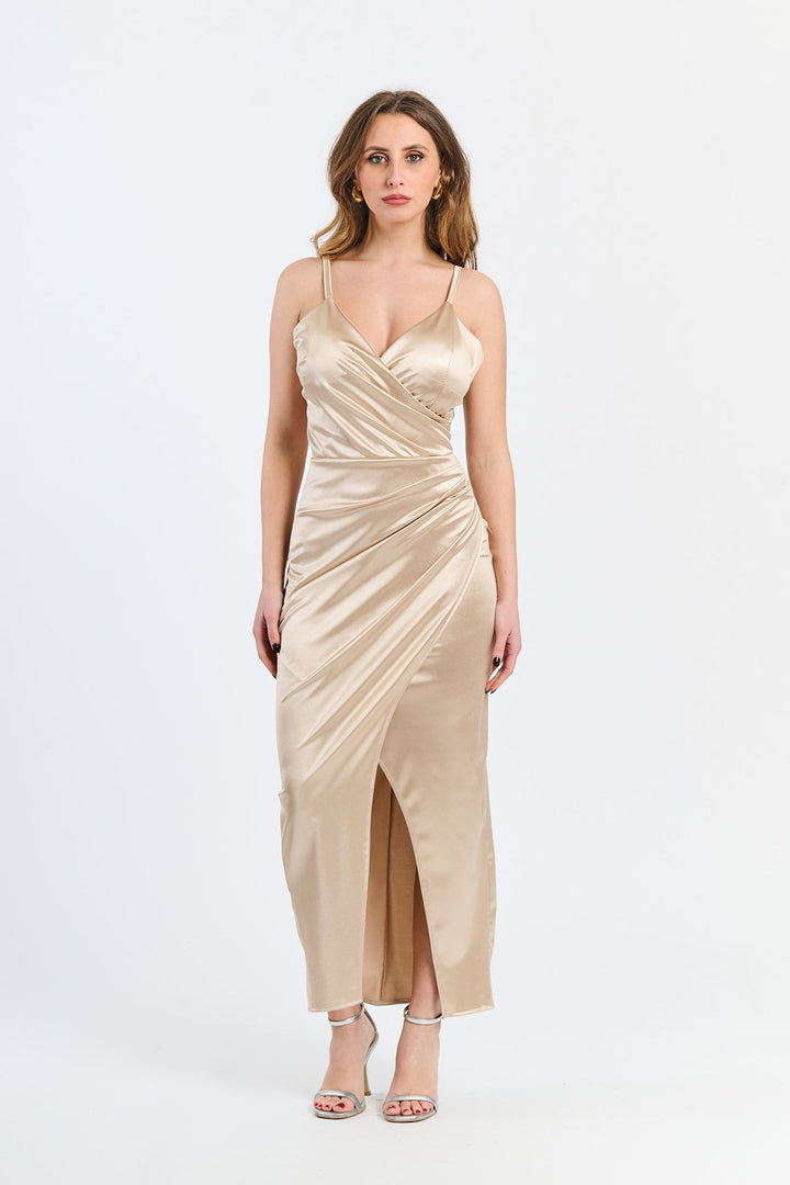 Long Draped Satin Dress Aurora