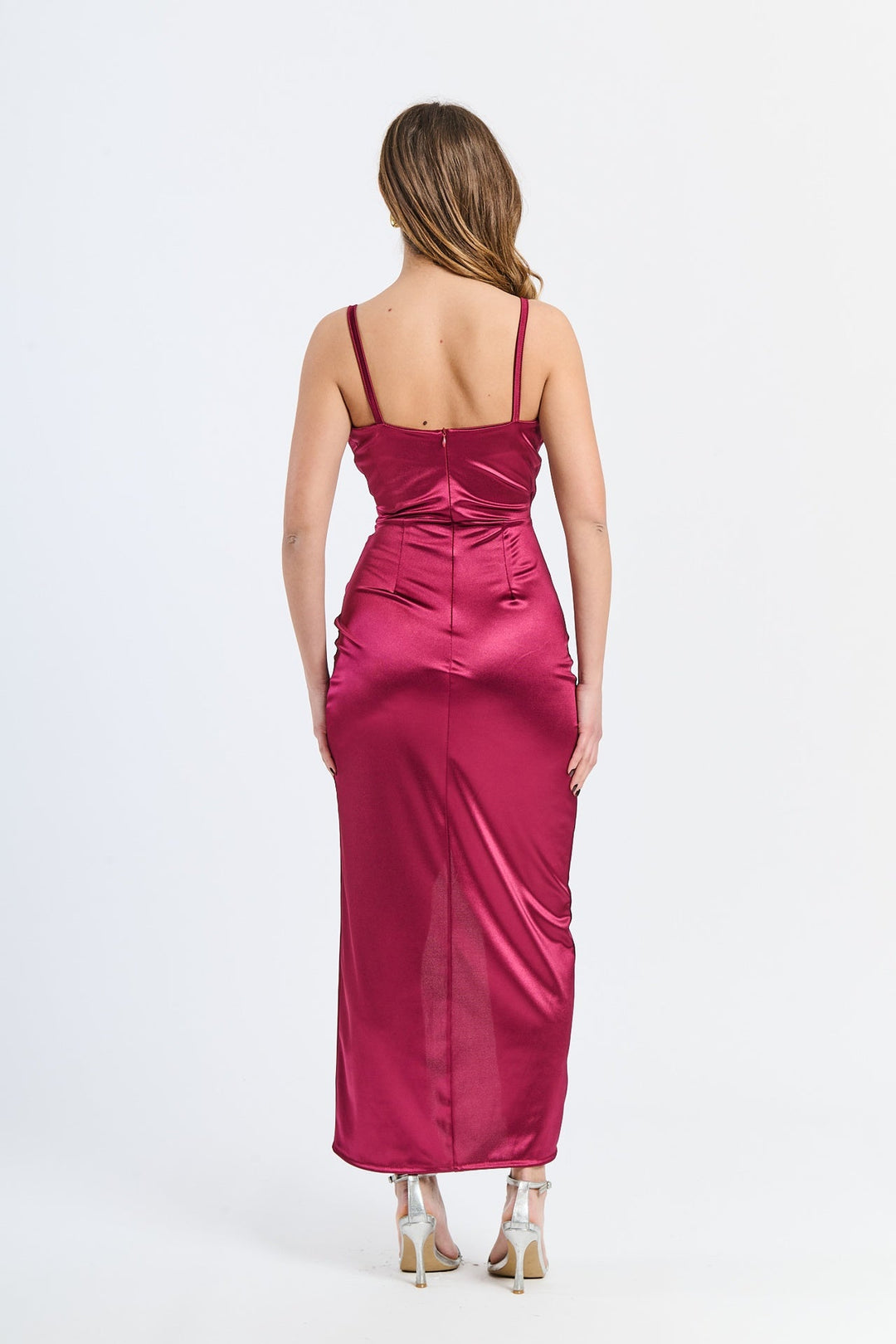 Long Draped Satin Dress Aurora