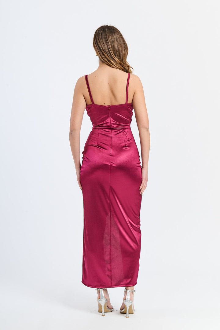 Long Draped Satin Dress Aurora