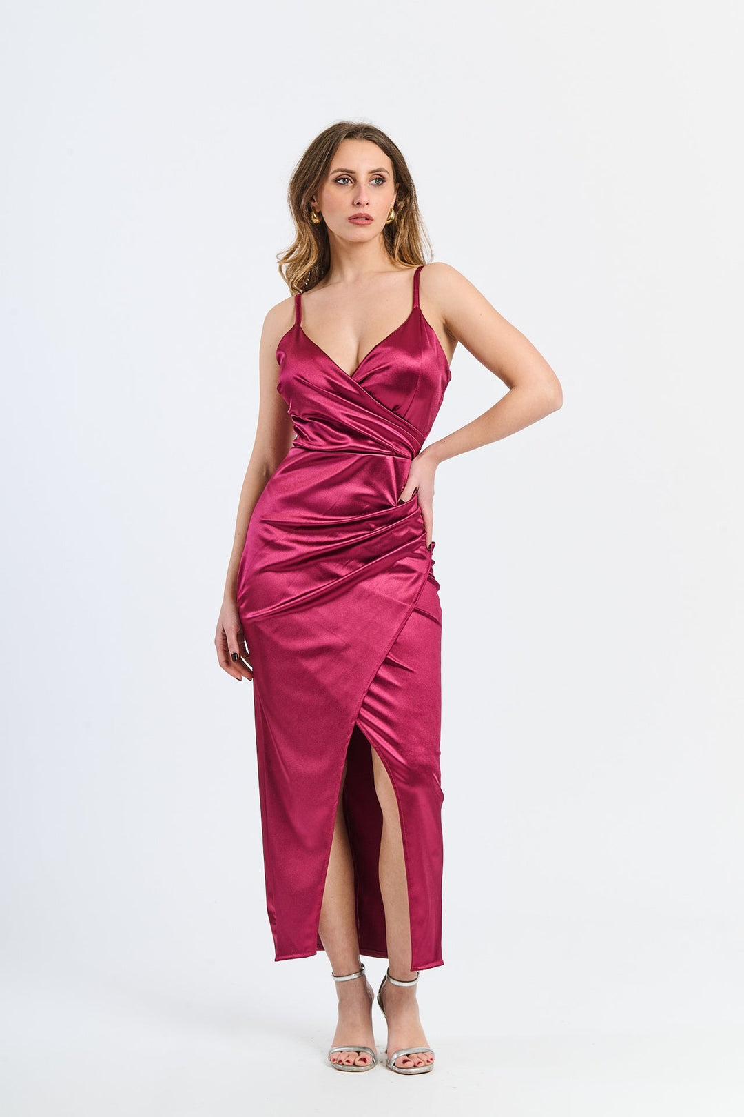 Long Draped Satin Dress Aurora